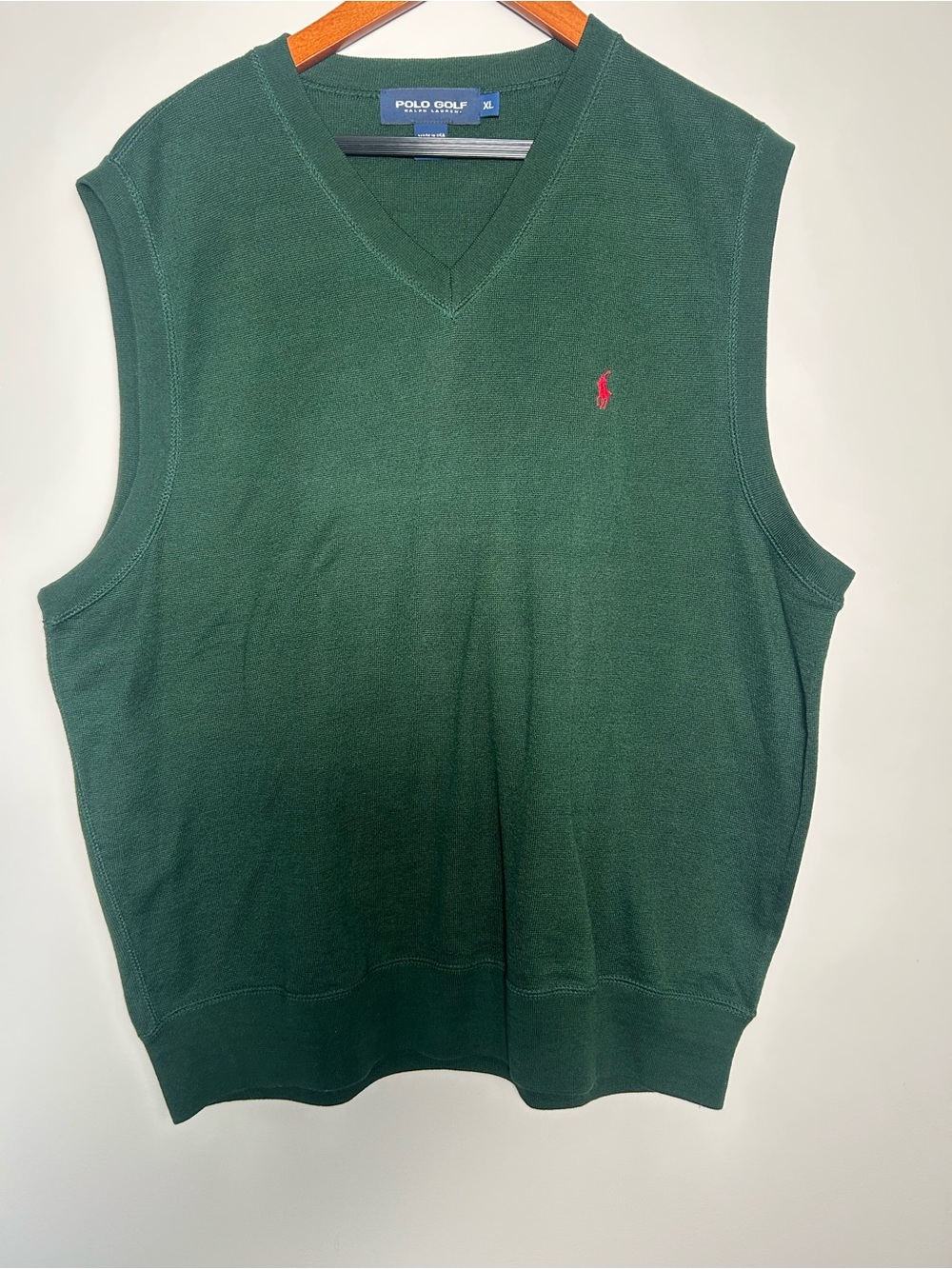 Polo Golf Ralph Lauren Men's Dark Green V-Neck preppy Sweater Vest
